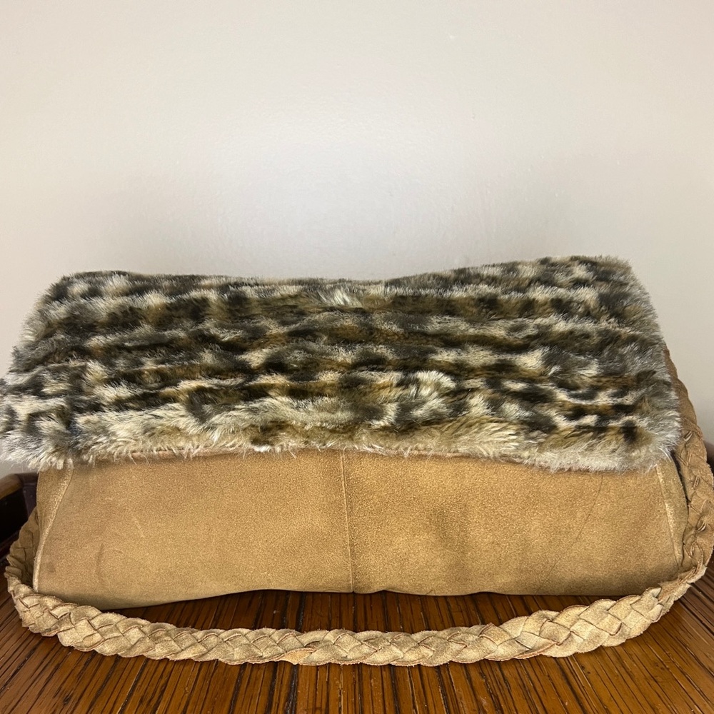Dennis Basso Suede & Cheetah Faux Fur Shoulder Bag (RN 108740)